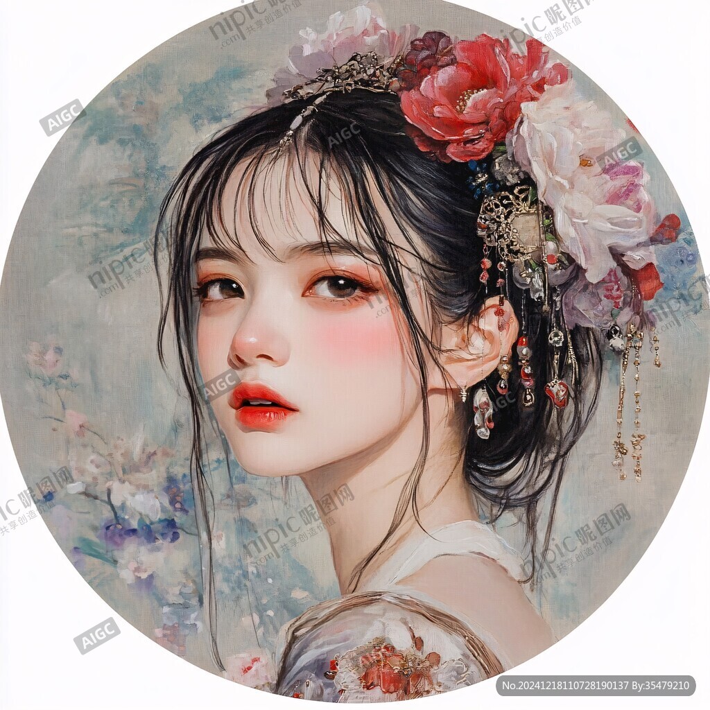 古风美女头像插画封面