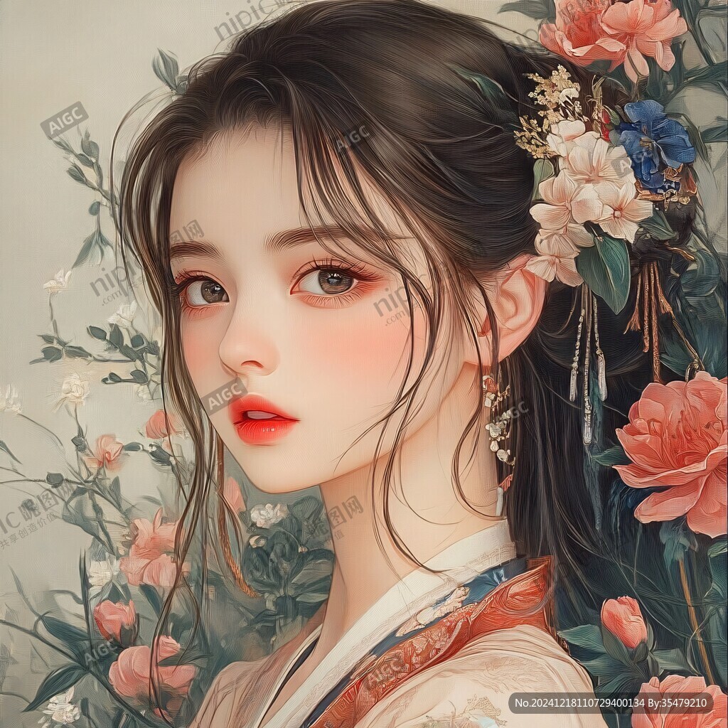 古风美女头像插画封面