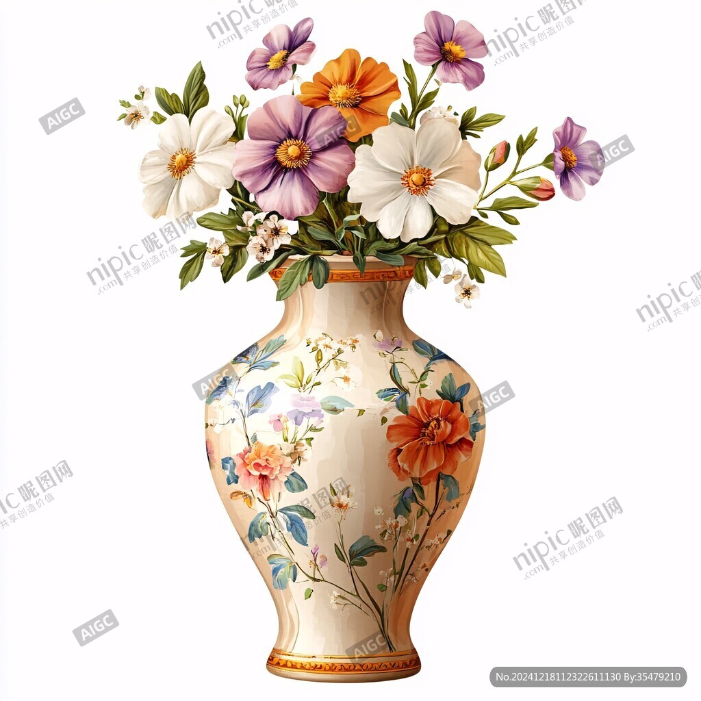 手绘花瓶插花