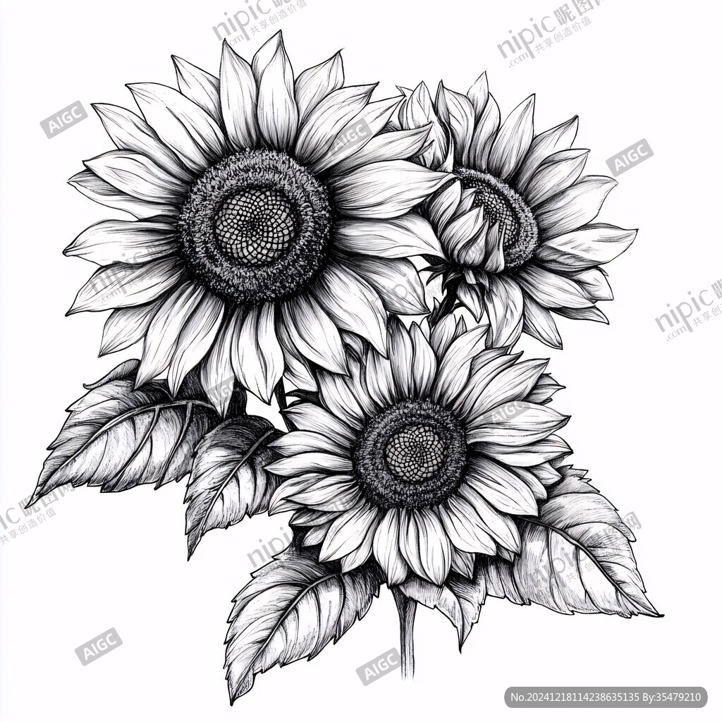 线描向日葵