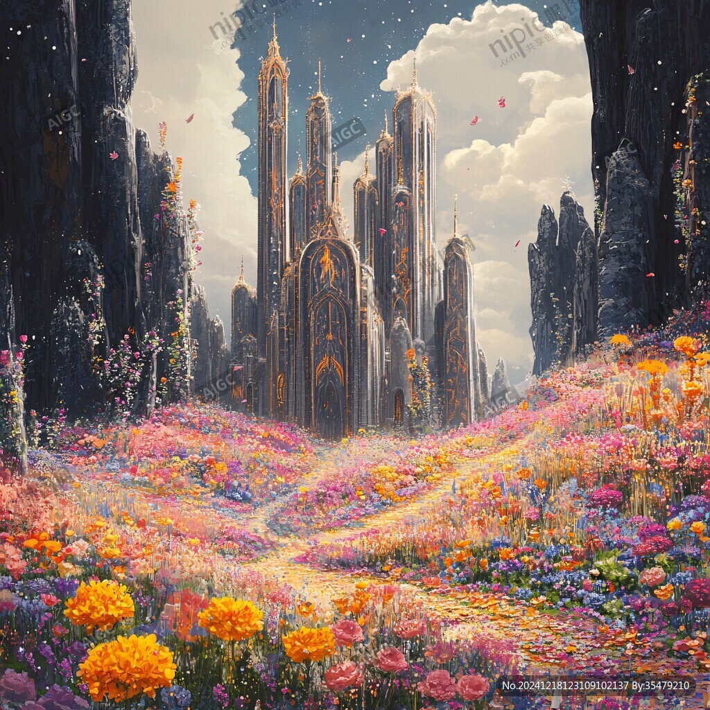 唯美梦幻花田场景