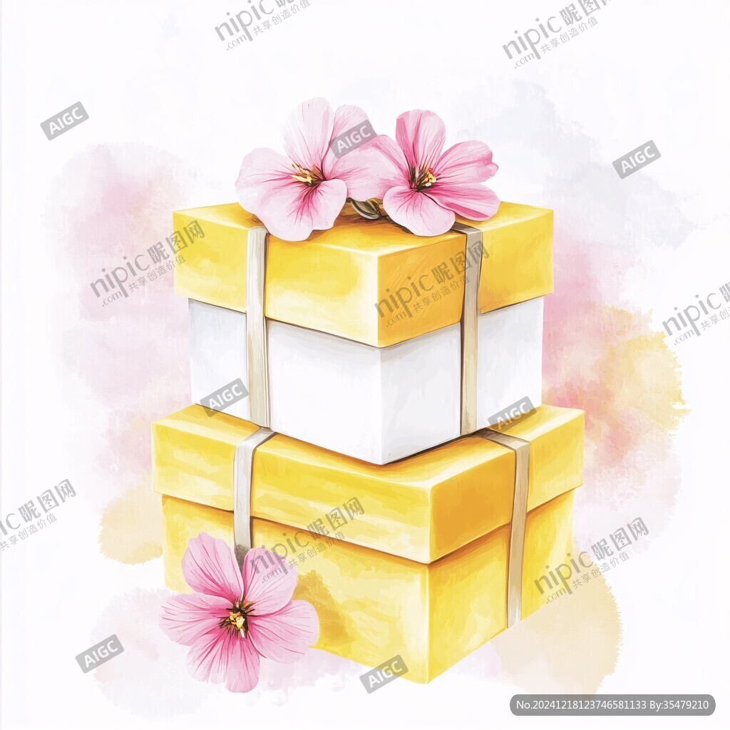 手绘礼盒插画