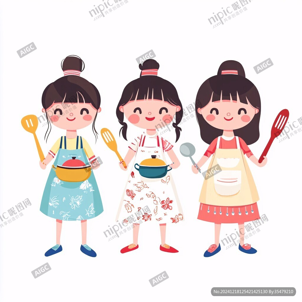 做饭卡通插画