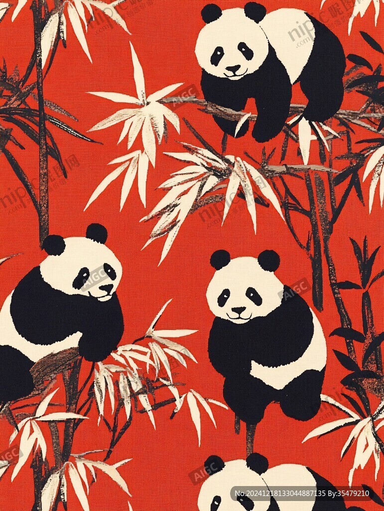 原创熊猫插画图案