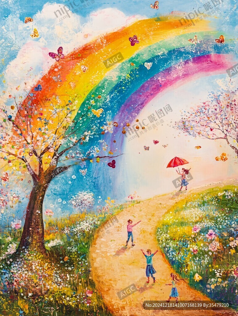绘画作品彩虹插画