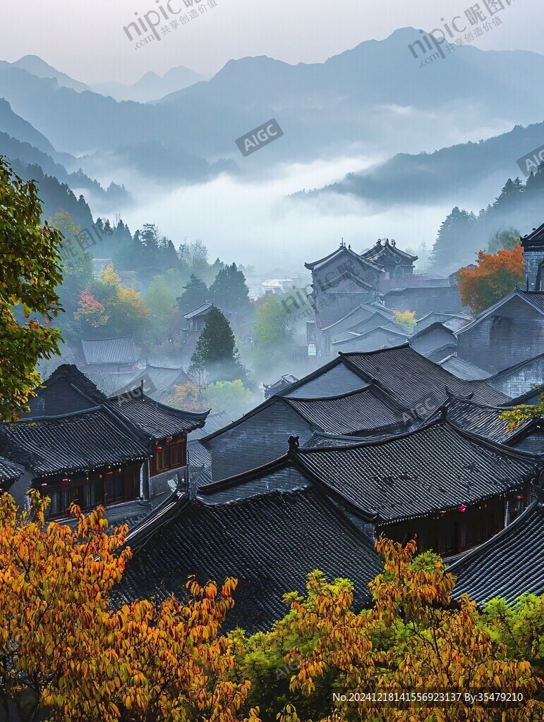 贤山晨雾