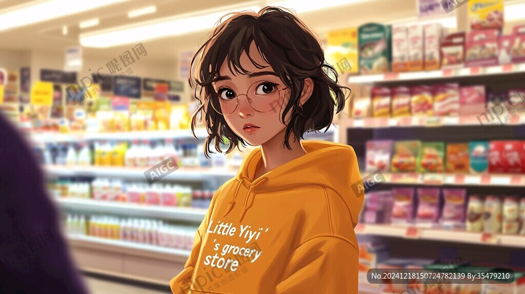 人物插画短发女生