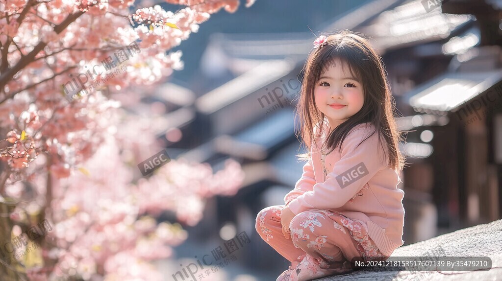 怡然自得的小女孩壁纸