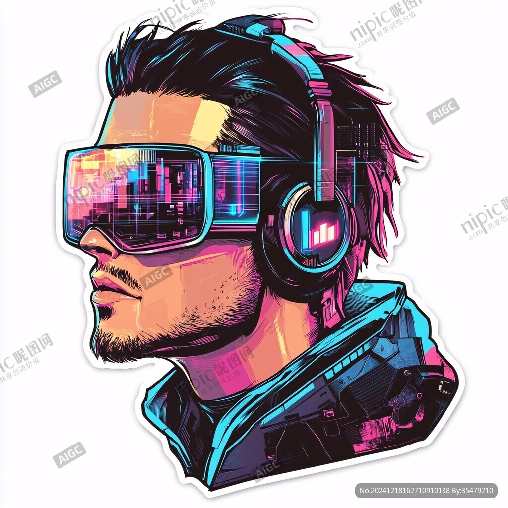 科技男插画