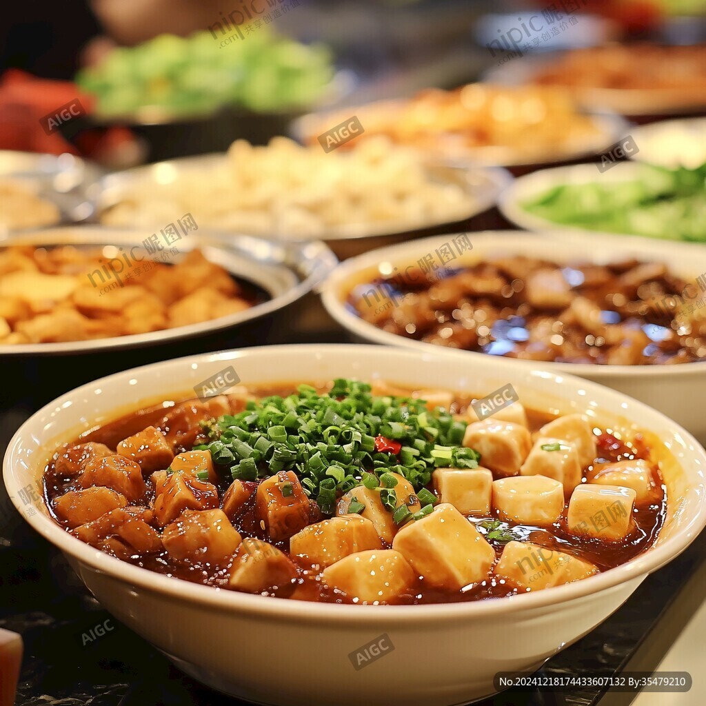 一大桌火锅小碗菜