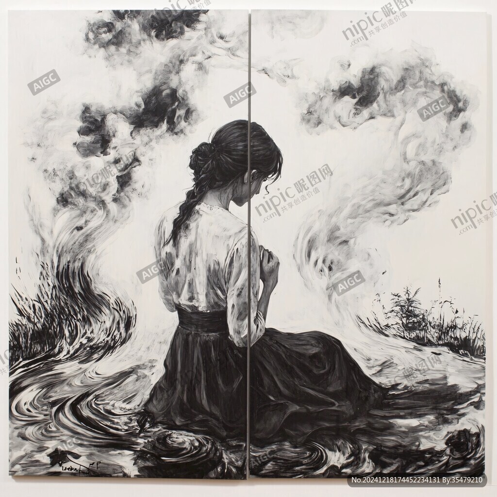钢板套色人物画
