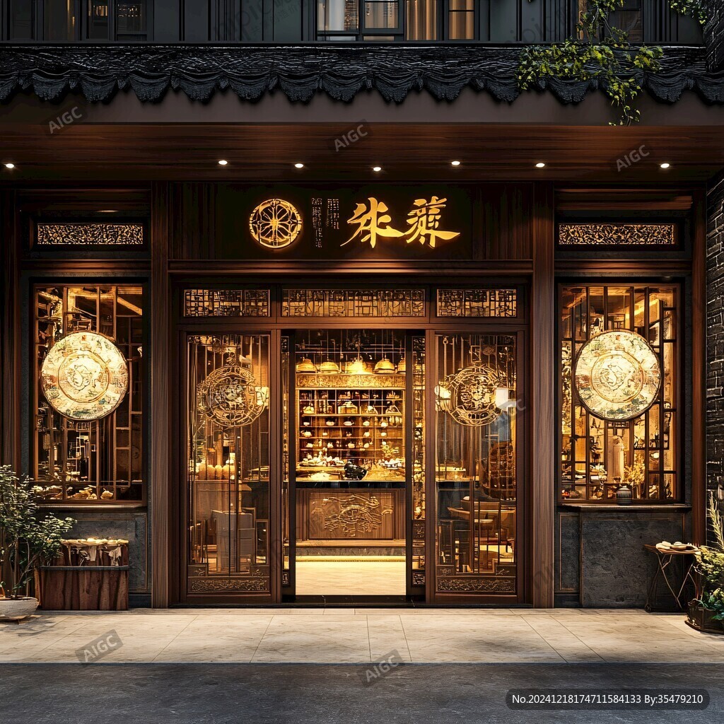 新中式餐馆门头