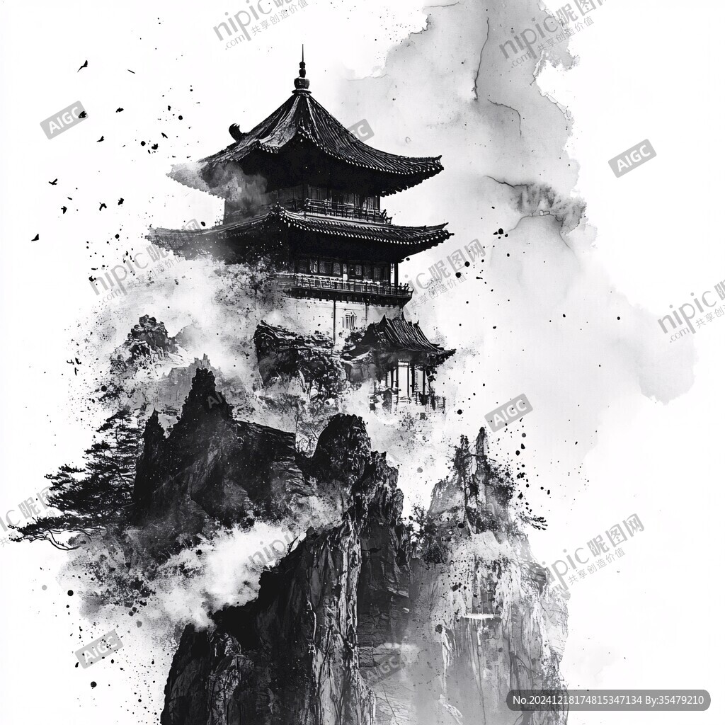 水墨建筑高端