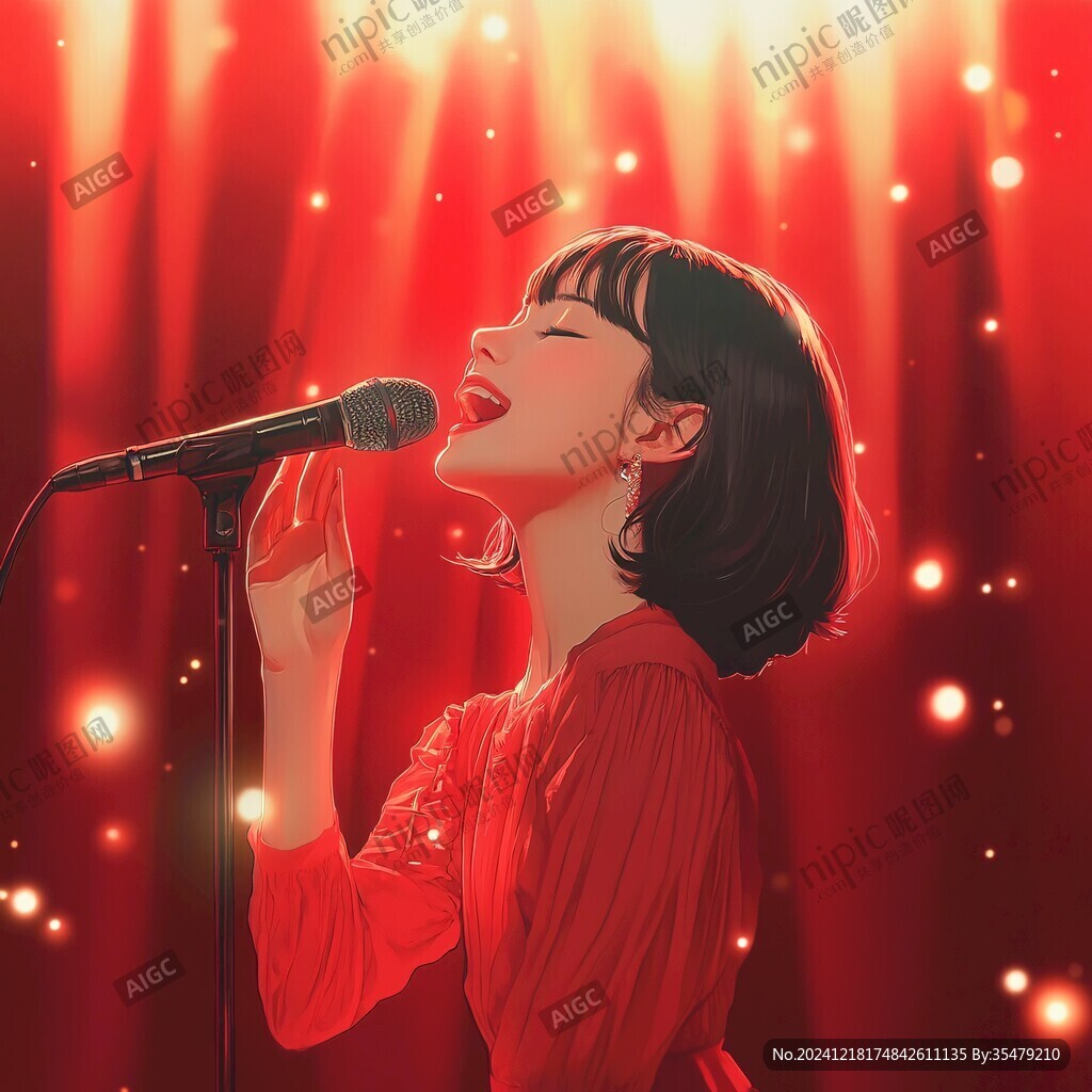 女歌手插画