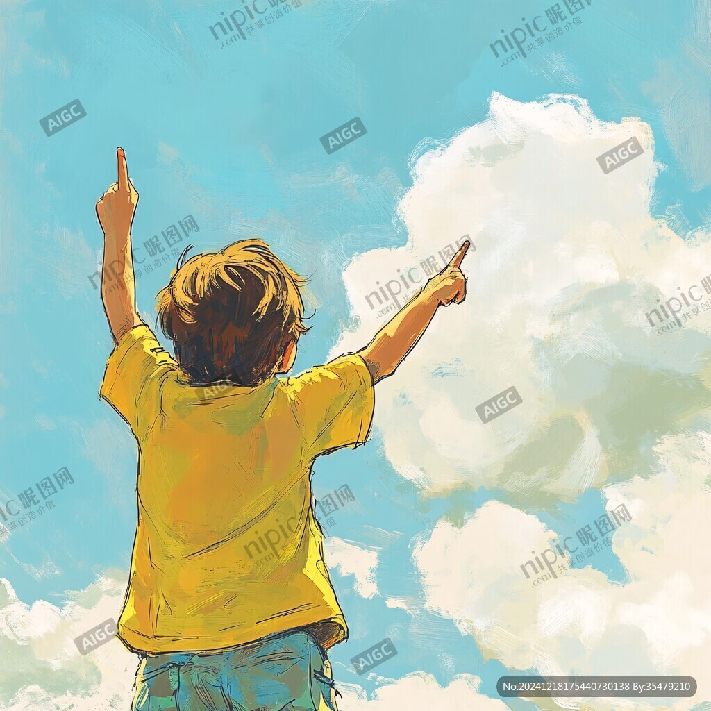 手绘追逐梦想的少年