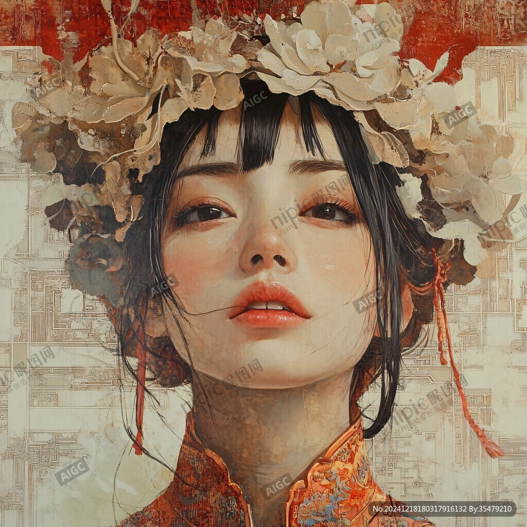 AI创作图厚涂头像 厚涂少女 工笔少女 原创厚涂 cg绘画作品 写实唯美插画 厚涂手绘 板绘人像 插画人像 写实人物绘画 工笔美女插画 日韩厚 ...