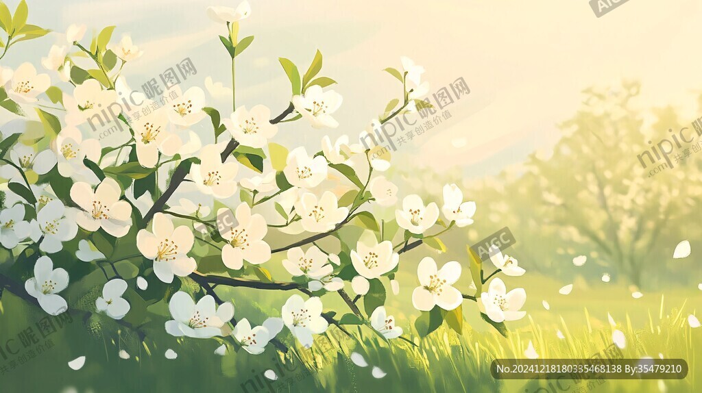 春天节气唯美插画