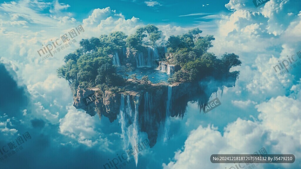 3d云海悬浮小岛