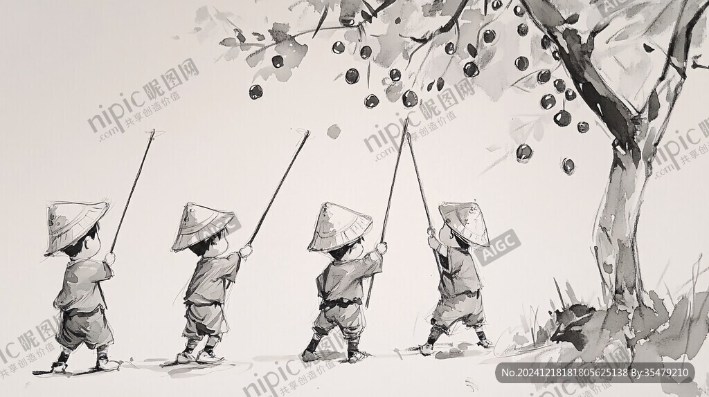 果场人物绘画