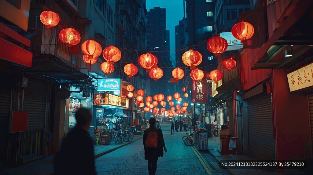 红色新年灯笼街拍