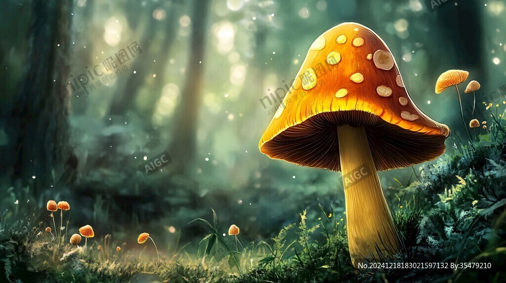 梦幻蘑菇背景