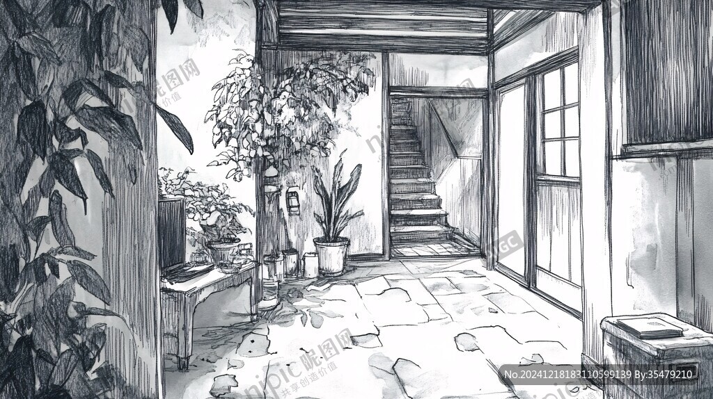 手绘插画场景