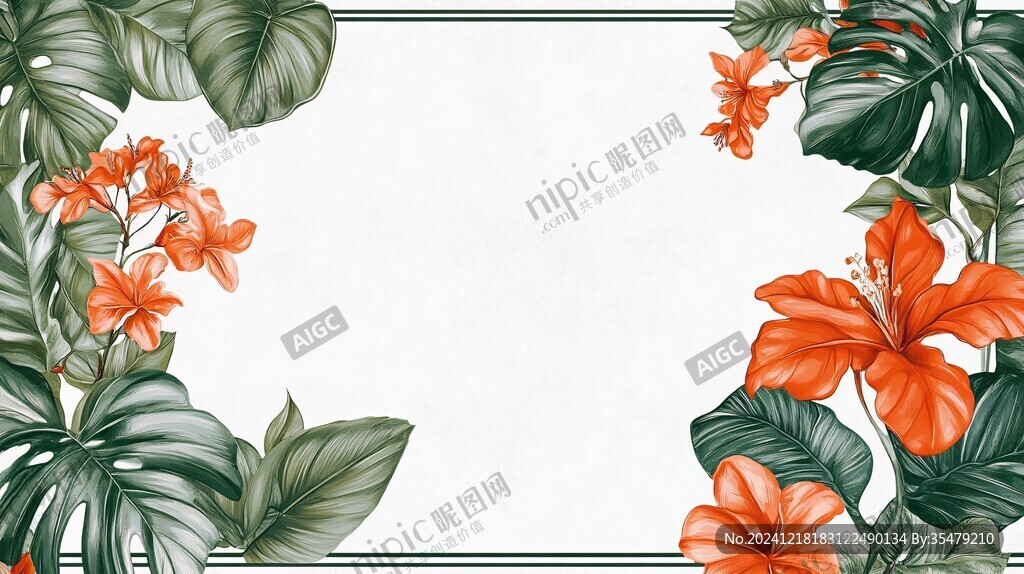 热带植物边框