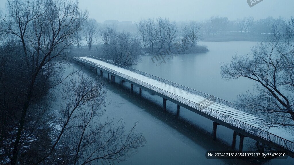 长桥雪景