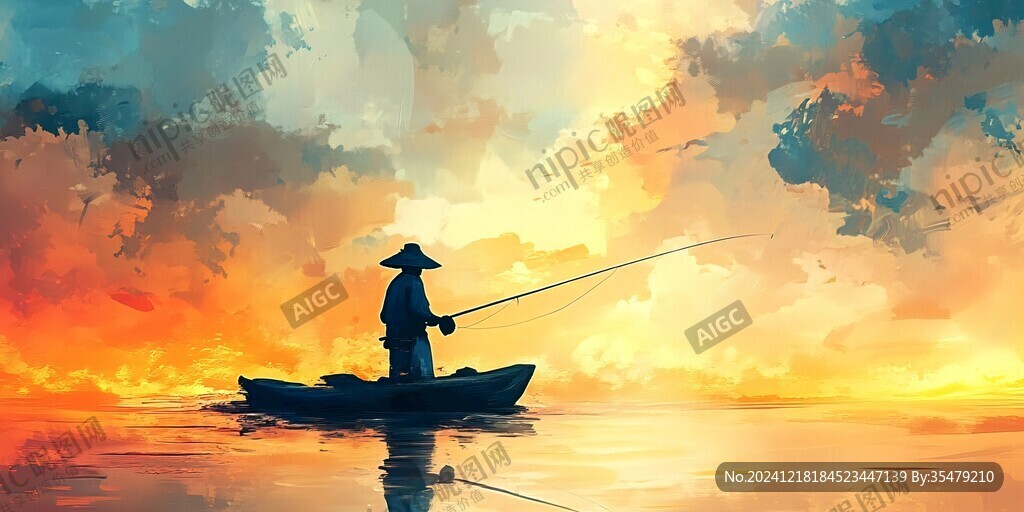 垂钓插画