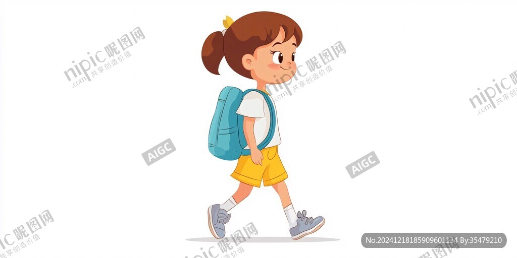 背书包的卡通小孩