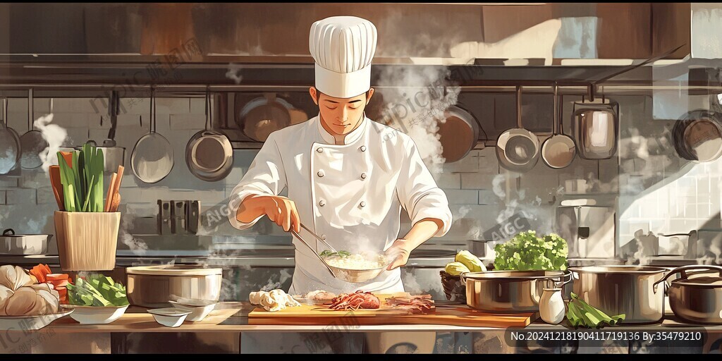 轻奢烹饪插画