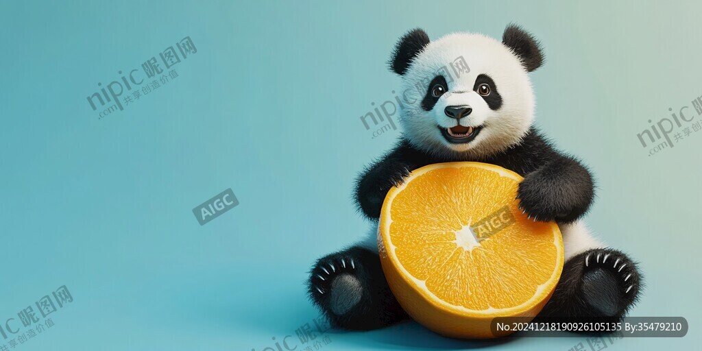 熊猫抱菠萝图案