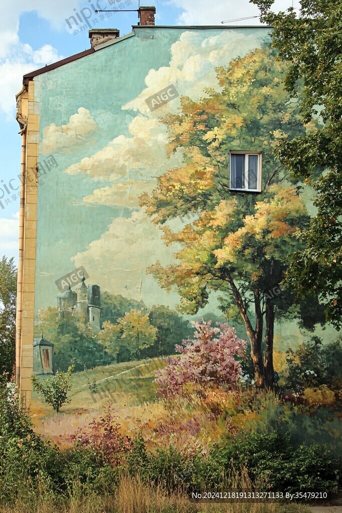 插画风景墙