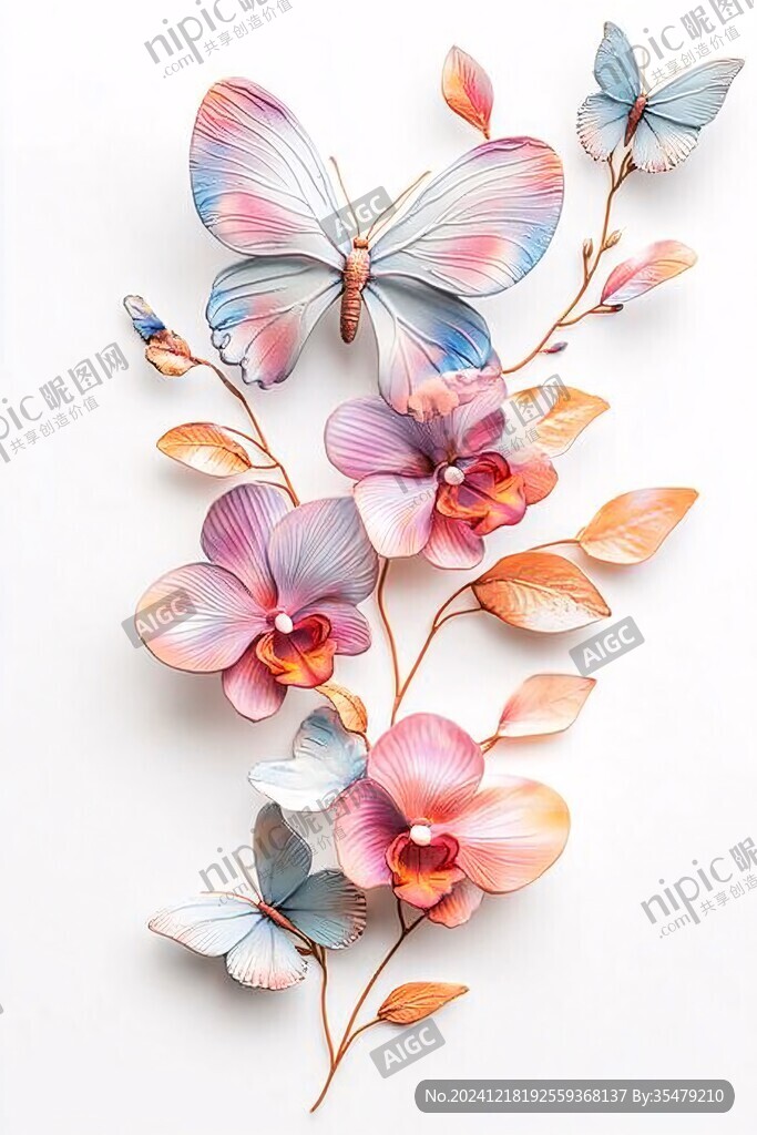植物鲜花蝴蝶