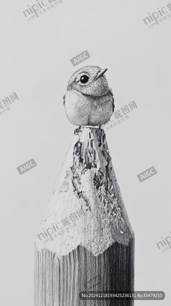 钢笔画小鸟