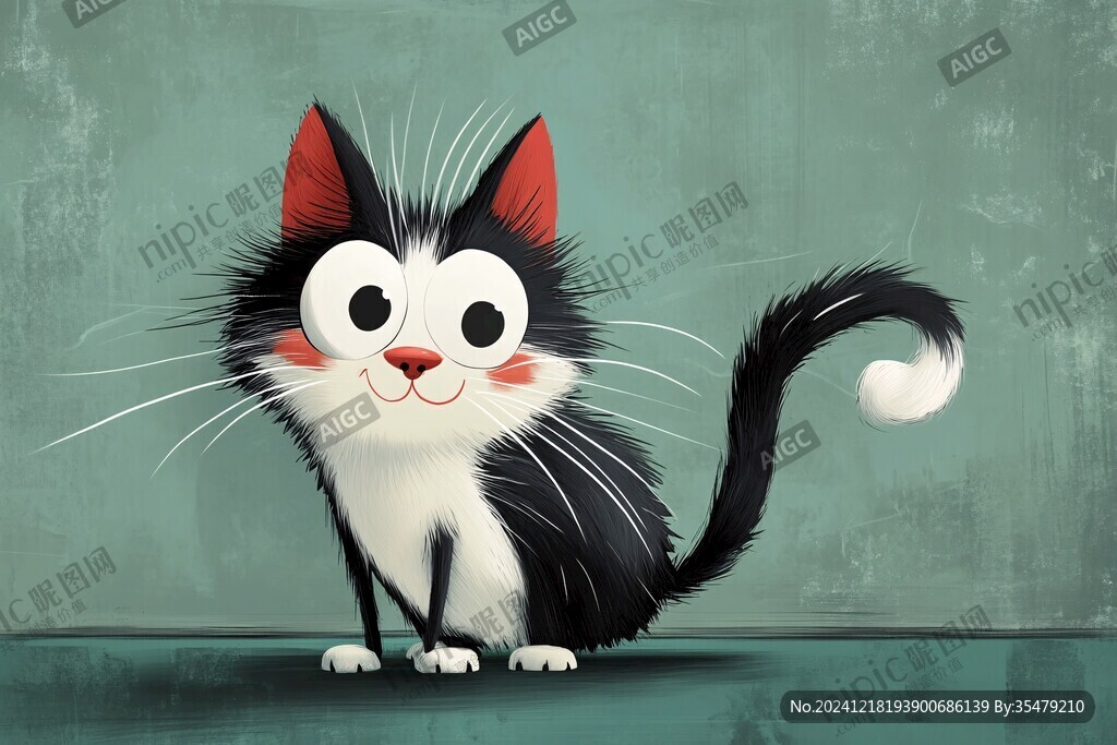 小黑猫插画