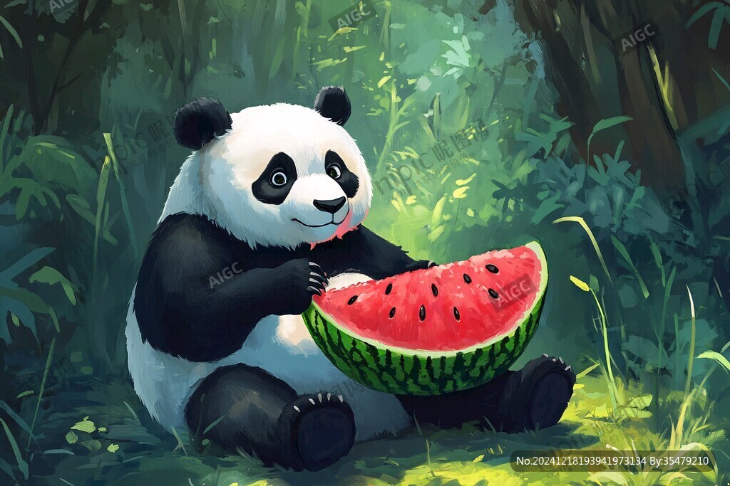 吃西瓜的熊猫
