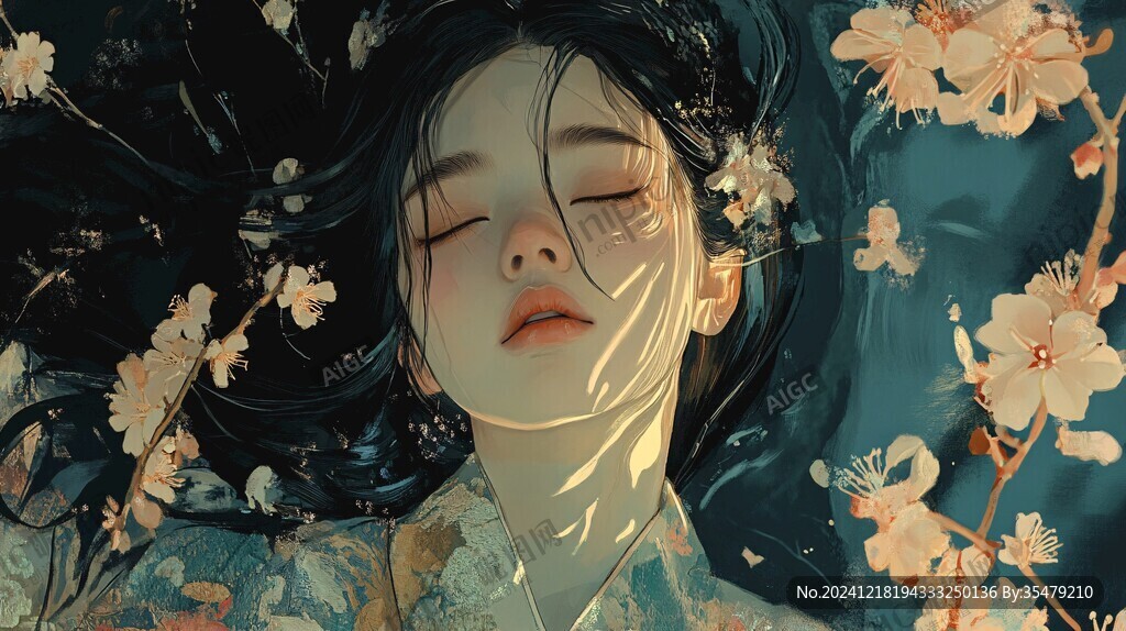 古风美女头像插画封面