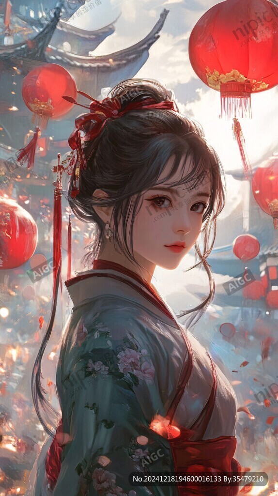 古风美女过年