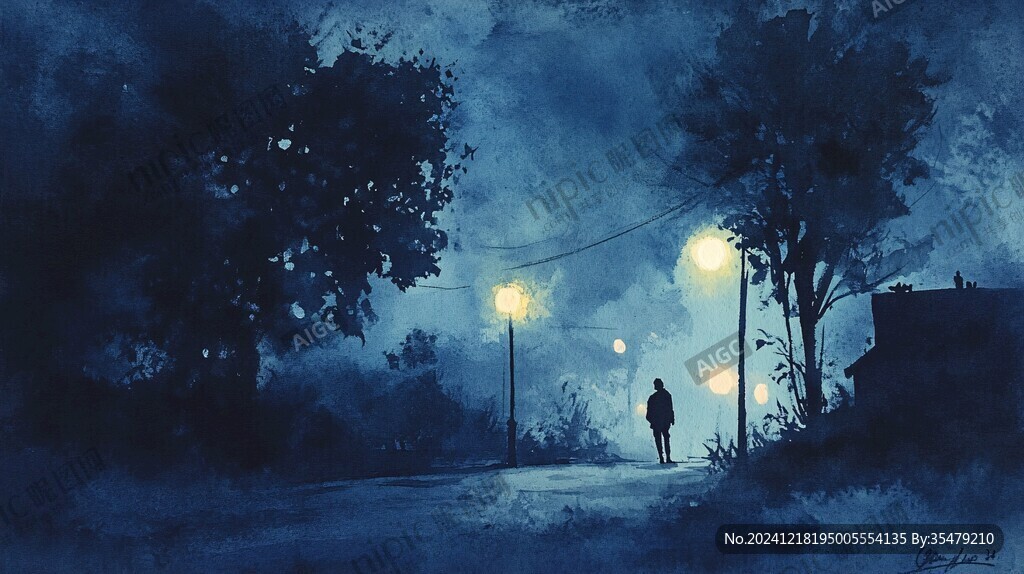 手绘唯美夜晚