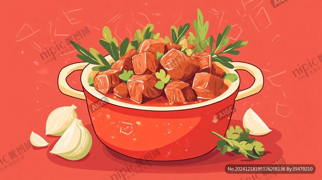 大锅卤肉插画