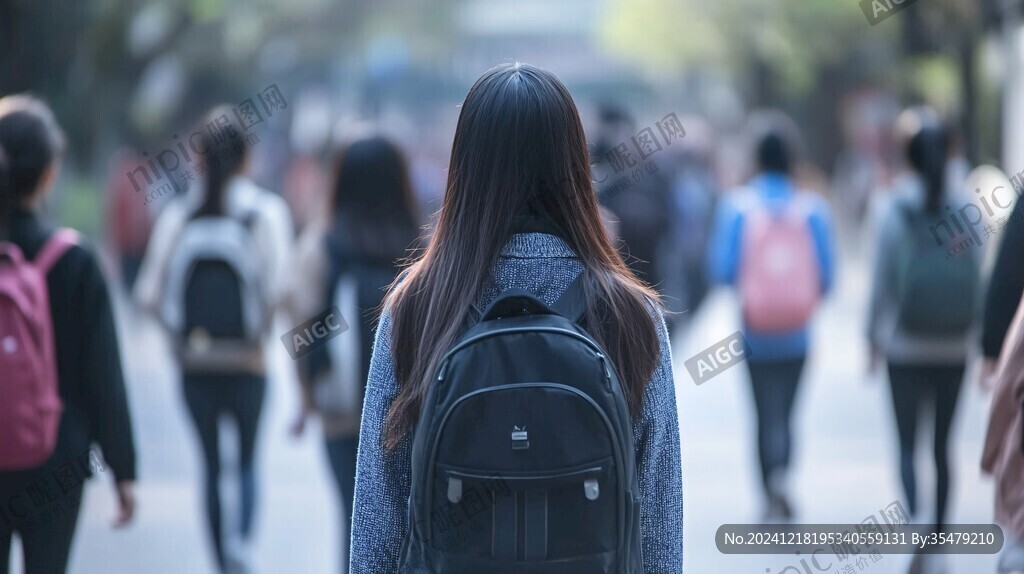 女大学生背影