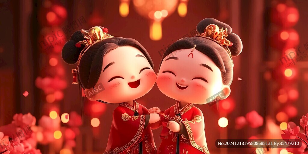 q版结婚喜庆