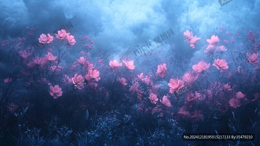 朦胧唯美花草背景
