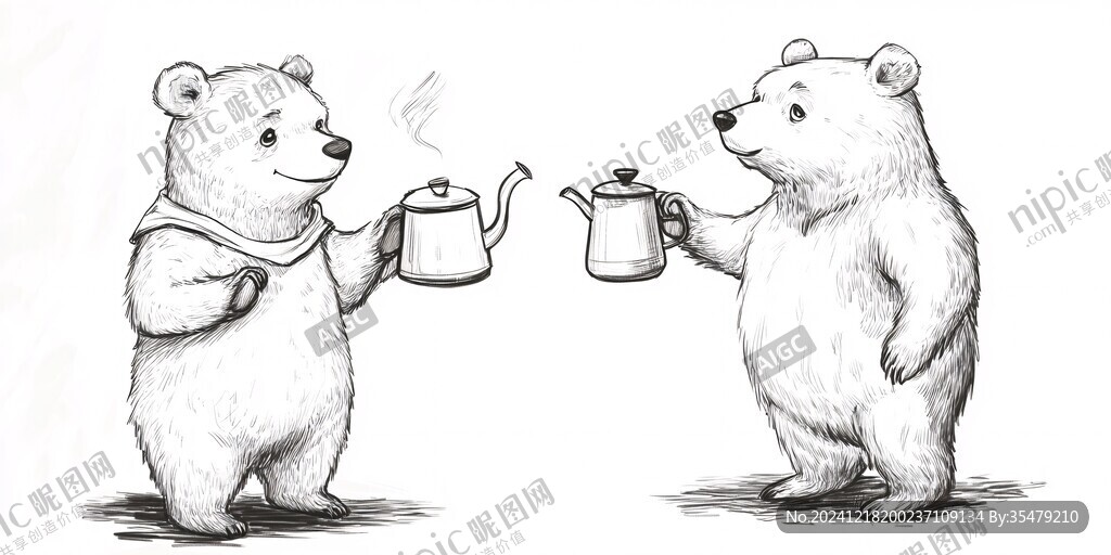 手绘熊ip插画