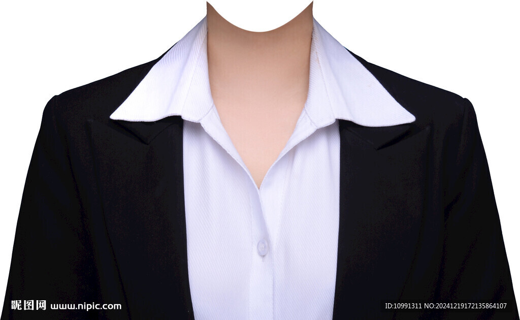 翻领开领女西装证件照衣服素材