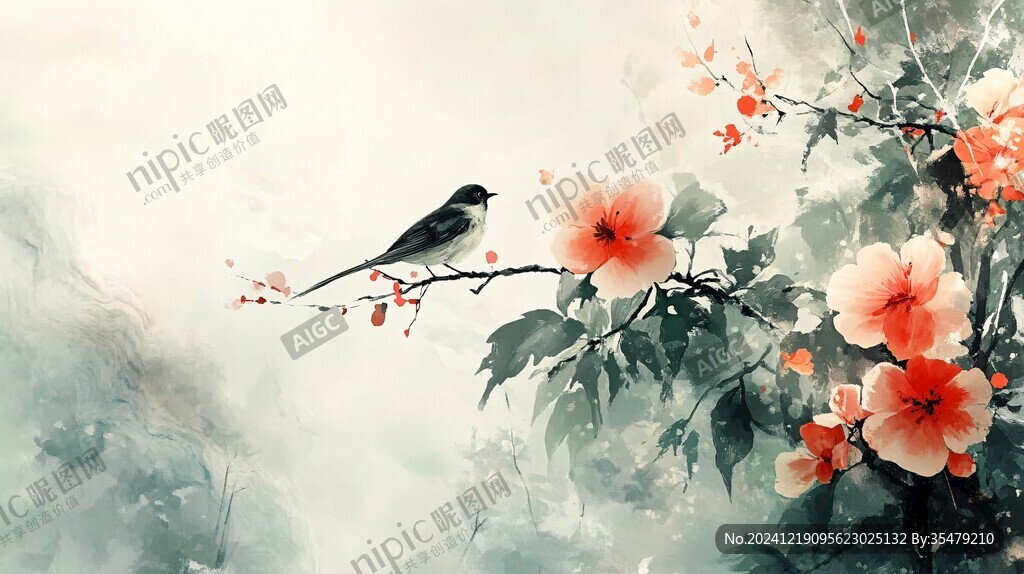 唯美花鸟背景
