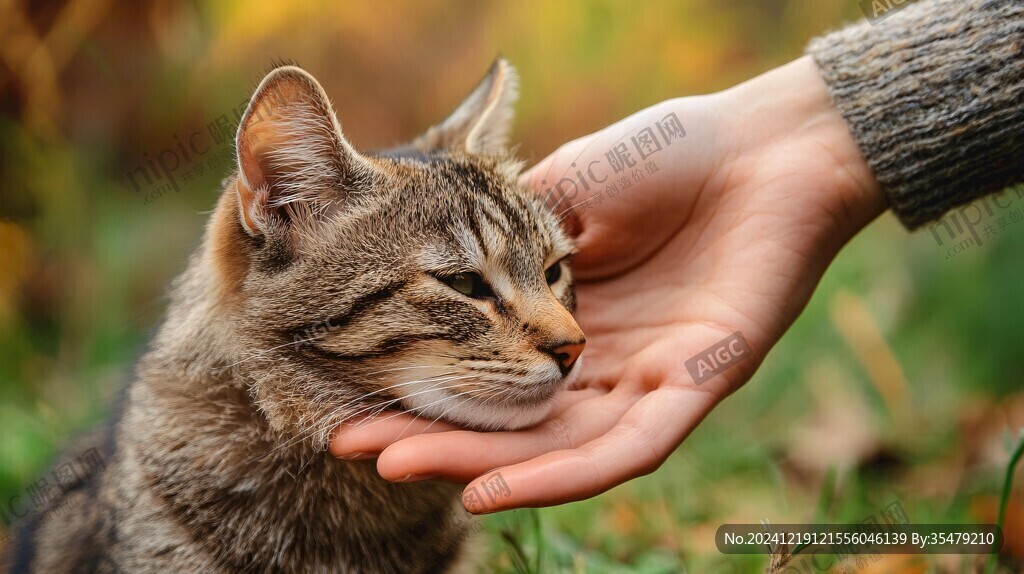 抚摸着猫