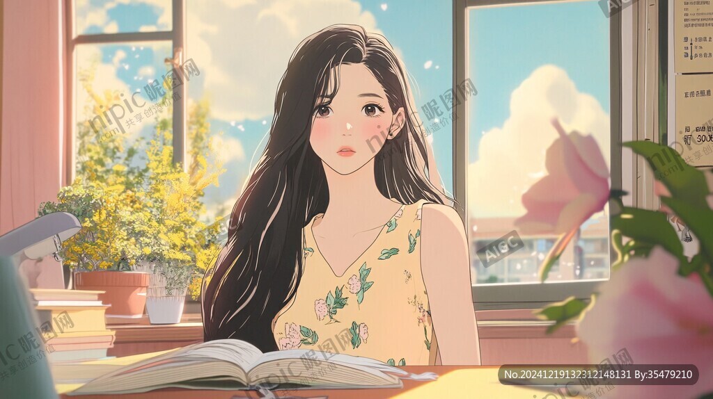 青春风少女插画