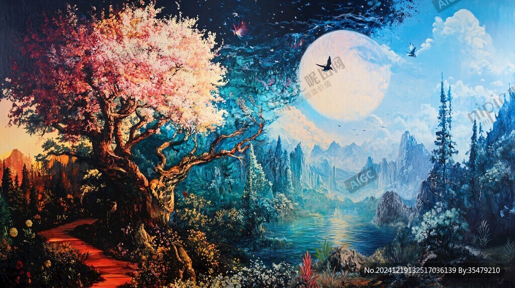 桃林仙境插画